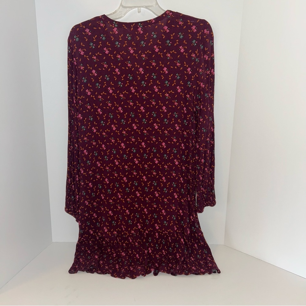 Matilda Jane womens Local Luxuries floral boho burgundy long sleeve dress size M - Picture 5 of 11